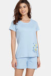 Zivame Looney Tunes Knit Cotton Shorts Set - Blue Bell — thumbnail 1